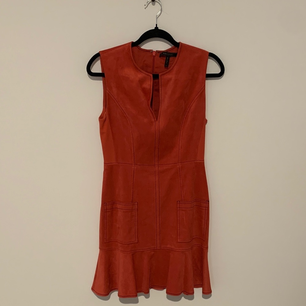 BCBG Max Azria rust ultra suede Sleeveless Dress size 4